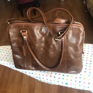 💜🔥Large brown leather bag/tote with detachable shoulder strap🍂